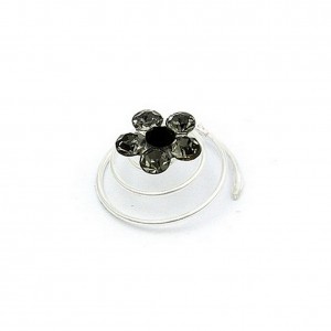 12 pcs Rhinestone Hair Swirl - Light Black - S-9003BD